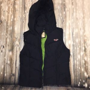 navy hollister vest
